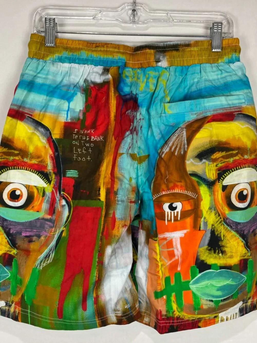 NWT Tango Hotel Self Portrait Mens Multi Abstract Art Swim Trunks Sz Small